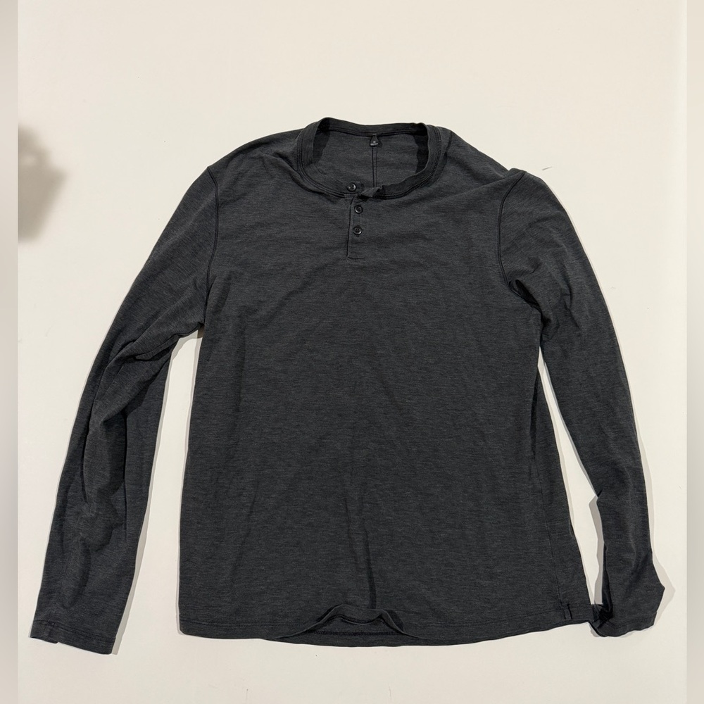 lululemon athletica Charcoal Henley Long Sleeve Shirt Sz M
